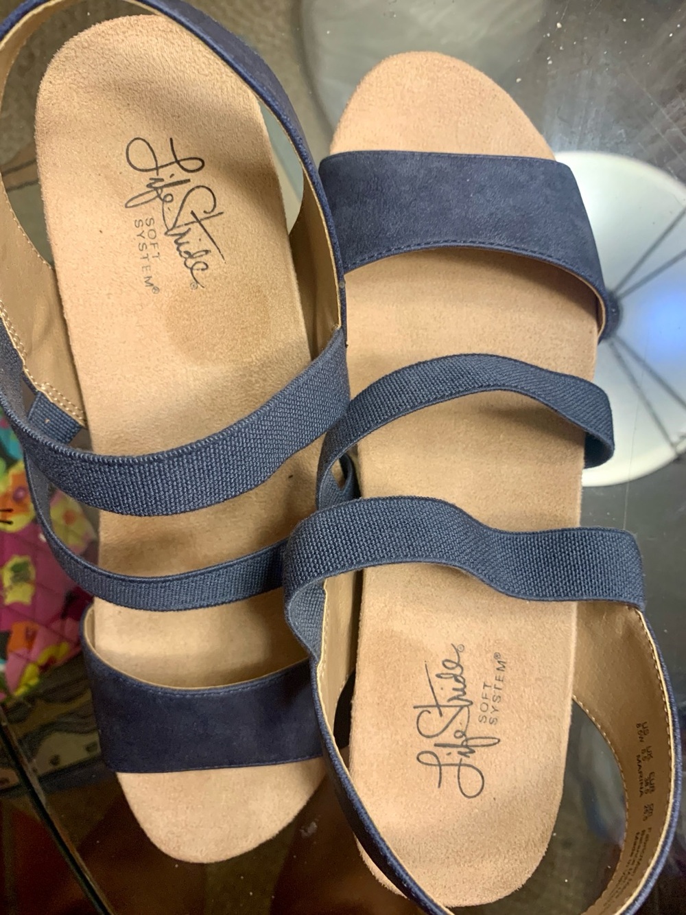 Wide LifeStride Stretch Cork Wedge Sandals, 8.5W